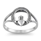 Claddagh Heart Polished Promise Ring New .925 Sterling Silver Band Sizes 1-10