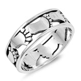 Footprint Baby Feet Eternity Family Ring New 925 Sterling Silver Band Sizes 5-12