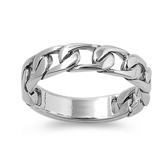 Sterling Silver Woman's Men's Curb Link Ring Fashion 925 Band 5mm Sizes 5-12