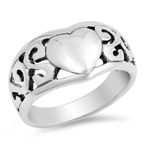 Filigree Puffed Heart Infinity Purity Ring .925 Sterling Silver Band Sizes 6-10