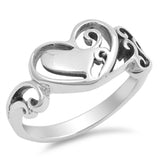 Heart Floral Filigree Promise Purity Ring .925 Sterling Silver Band Sizes 5-10