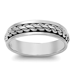 Spinner Chain Link Wedding Ring New .925 Sterling Silver Band Sizes 7-13