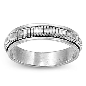 Spinner Rope Chain Groove Ring New .925 Sterling Silver Band Sizes 7-13