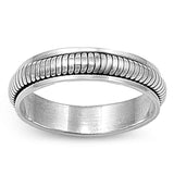 Spinner Rope Chain Groove Ring New .925 Sterling Silver Band Sizes 7-13