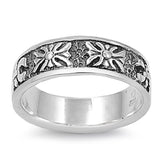 Antiqued Filigree Cross Fleur De Lis Ring New .925 Sterling Silver Band Sizes 6-11