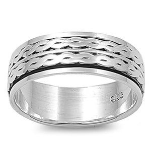 Spinner Double Infinity Weave Knot Ring Sterling Silver Band Sizes 8-13