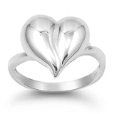 High Polish Wave Heart Friendship Ring New .925 Sterling Silver Band Sizes 5-9