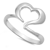 Open Wave Heart Chic Purity Promise Ring New 925 Sterling Silver Band Sizes 5-10