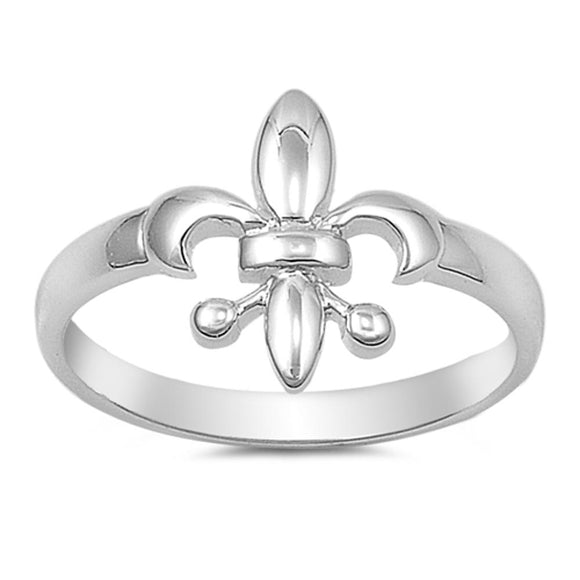 Sterling Silver Fleur De Lis Ring French Symbol Lily Design Solid 925 Sizes 4-10