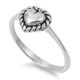 Puffed Simple Heart Ring New .925 Sterling Silver Oxidized Rope Band Sizes 3-13