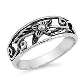 Antiqued Floral Flower Leaf Spiral Ring New .925 Sterling Silver Band Sizes 5-9