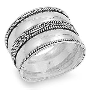 Polished Bali Rope Braid Woven Ring New .925 Sterling Silver Band Sizes 5-12