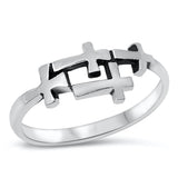 Oxidized Cross Christian Promise Ring New .925 Sterling Silver Band Sizes 3-13