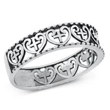 Antiqued Heart Cross Stackable Purity Ring .925 Sterling Silver Band Sizes 4-13