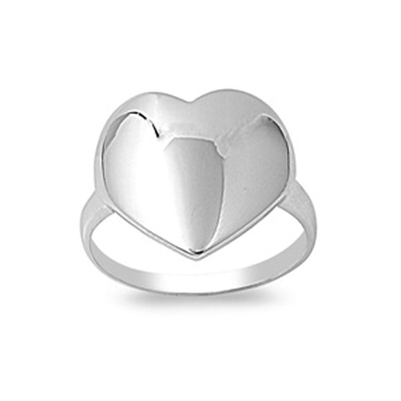 Curved Heart Beautiful Purity Love Ring New .925 Sterling Silver Band Sizes 4-13