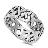 Celtic Knot Antiqued Eternity Wedding Ring .925 Sterling Silver Band Sizes 5-13