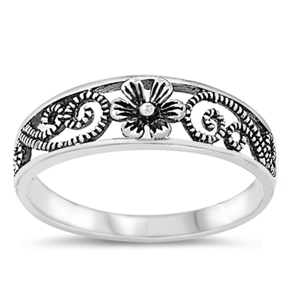 Sterling Silver Woman's Celtic Flower Ring Classic 925 Band 6mm New Sizes 4-10