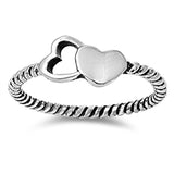 Oxidized Twisted Rope Heart Promise Ring New 925 Sterling Silver Band Sizes 3-13