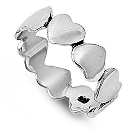 Eternity Stackable Cute Heart Purity Ring .925 Sterling Silver Band Sizes 4-12