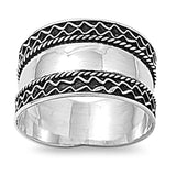 Bali Rope Polished Wide Thumb Ring New .925 Sterling Silver Band Sizes 5-13