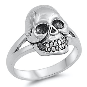 Oxidized Skull Large Biker Dead Ring New .925 Sterling Silver Band Sizes 4-12