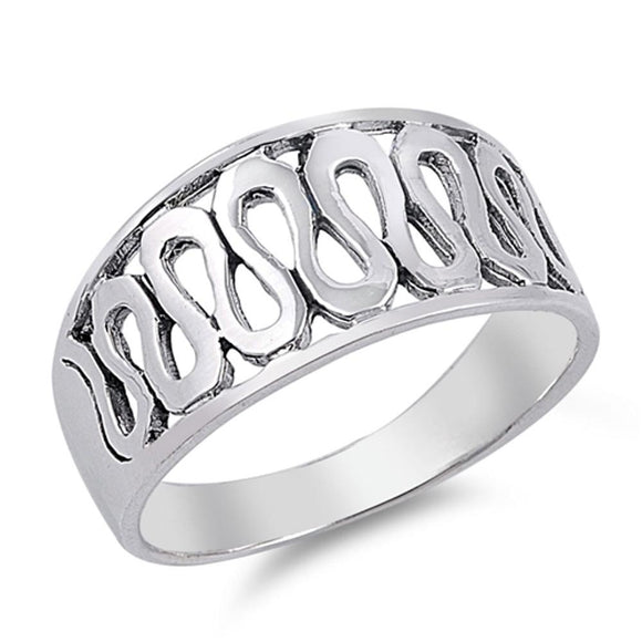 High Polish Wave Spiral Filigree Ring New .925 Sterling Silver Band Sizes 5-11