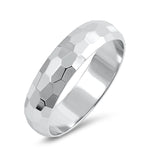 Hammered High Polish Wedding Ring New .925 Sterling Silver Band Sizes 5-12