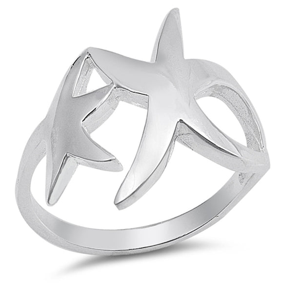 Large Starfish Animal Promise Ring New .925 Sterling Silver Band Sizes 5-12