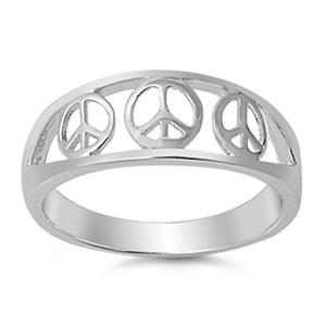 Filigree Peace Sign Symbol Fashion Ring New .925 Sterling Silver Band Sizes 3-12