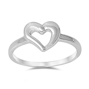 Simple Heart Promise Purity Ring .925 Sterling Silver Friendship Band Sizes 4-11