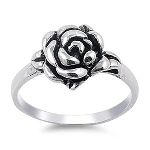 Oxidized Rose Flower Cute Girl Ring New .925 Sterling Silver Band Sizes 4-10