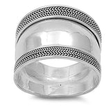 Polished Bali Rope Wide Thumb Ring New .925 Sterling Silver Band Sizes 5-12