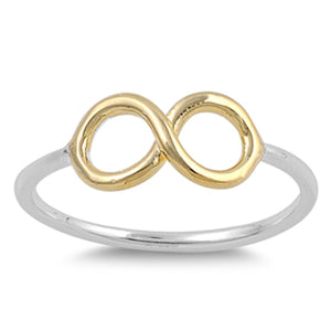 Gold-Tone Infinity Love Knot Ring New .925 Sterling Silver Cute Band Sizes 3-9