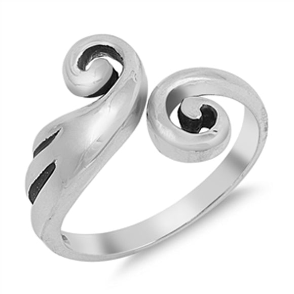 Antiqued Swirl Loop Open Chic Ring New .925 Sterling Silver Band Sizes 5-10