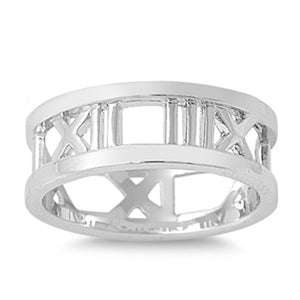 Men's Roman Numeral Eternity Cute Ring New 925 Sterling Silver Band Sizes 4-12