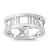 Men's Roman Numeral Eternity Cute Ring New 925 Sterling Silver Band Sizes 4-12