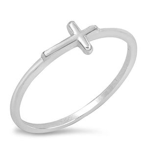 Sideways Cross Promise Ring New .925 Sterling Silver Thin Band Sizes 2-10