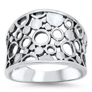 Women's Bubble Cutout Beautiful Ring New .925 Sterling Silver Band Sizes 6-10