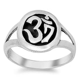 Women's Om Sign Symbol Polished Ring New .925 Sterling Silver Band Sizes 5-10