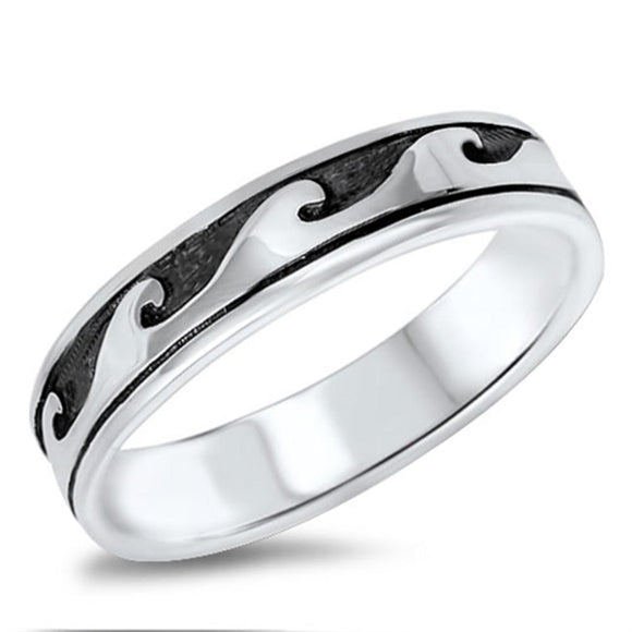 Eternity Wave Ocean Surfing Classic Ring New 925 Sterling Silver Band Sizes 4-14