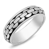 Men's Curb Chain Design Wedding Ring New .925 Sterling Silver Band Sizes 7-13