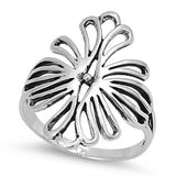 Women's Fashion Flower Polished Ring New .925 Sterling Silver Band Sizes 5-10