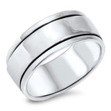 Spinner High Polish Men's Wedding Ring New .925 Sterling Silver Band Sizes 7-12