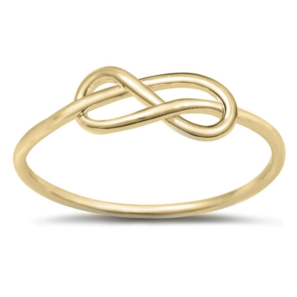 Gold-Tone Infinity Knot Forever Love Ring .925 Sterling Silver Band Sizes 3-12