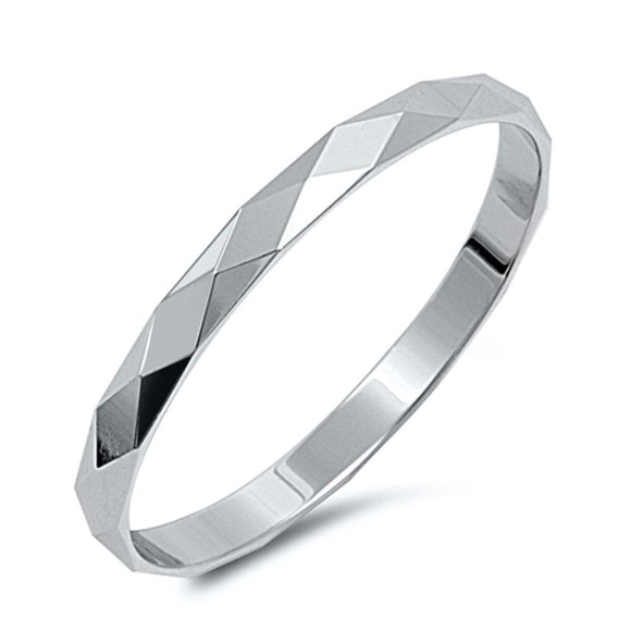 Men's Women's Diamond Cut 2mm Band Classic Ring .925 Sterling Silver Sizes 3-14