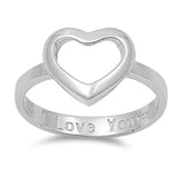 Women's I Love You Cutout Heart Ring New .925 Sterling Silver Band Sizes 4-10