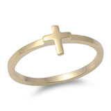 Gold Tone Cross Christian Promise Ring New .925 Sterling Silver Band Sizes 4-10