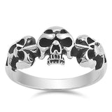 Men's Evil Skull Biker Ring New .925 Sterling Silver Band Sizes 5-12