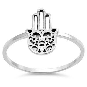 Hamsa Hand Evil Eye Good Luck Ring New .925 Sterling Silver Band Sizes 4-10