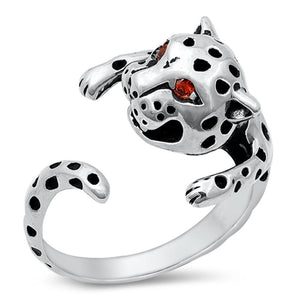 Tiger Cat Leopard Garnet CZ Cute Ring New .925 Sterling Silver Band Sizes 5-12